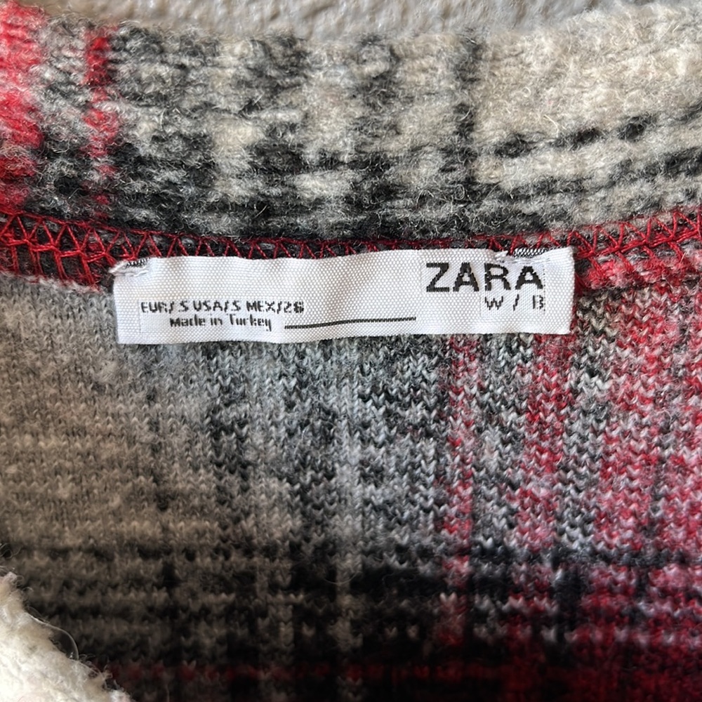 Zara Top Red Plaid Sweater Size Small - Picture 3 of 10